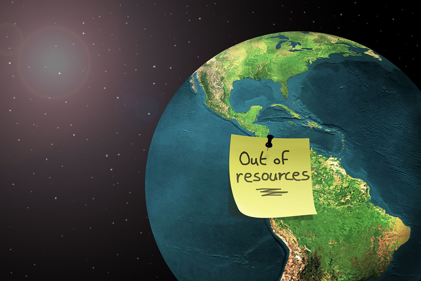 Out of resources planet, planetary limit image to illustrate importance of renewable energy and sustainable development / Adobe Stock